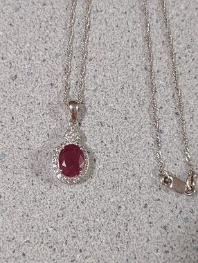 Sterling+Ruby Necklace*July Birthstone